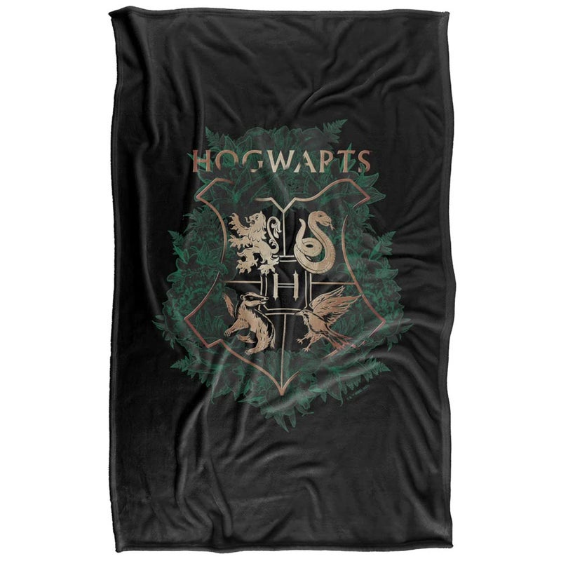 LOGOVISION Harry Potter Hogwarts Green and Gold Floral Crest Silky Touch Super Soft Throw Blanket 36"" x 58"" Hogwarts Green and Gold Floral Crest - Image 2